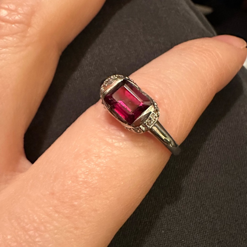 Sterling silver and rhodite ring